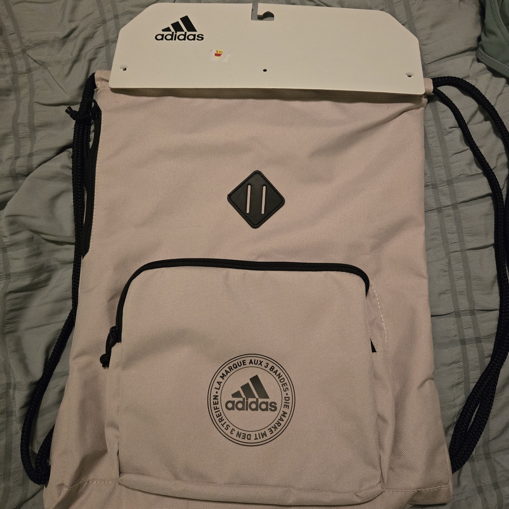 Adidas Beige Drawstring Backpack